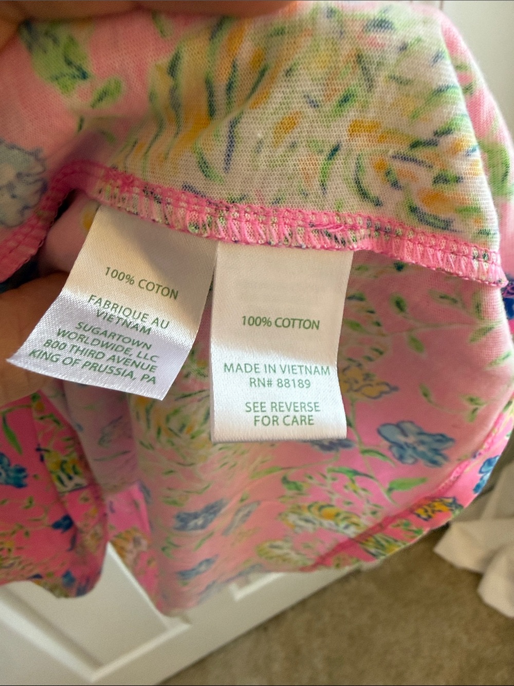 Lilly Pulitzer Pink Floral Button-Front Dress with Blue and Yellow Accents - Picture 3 of 4